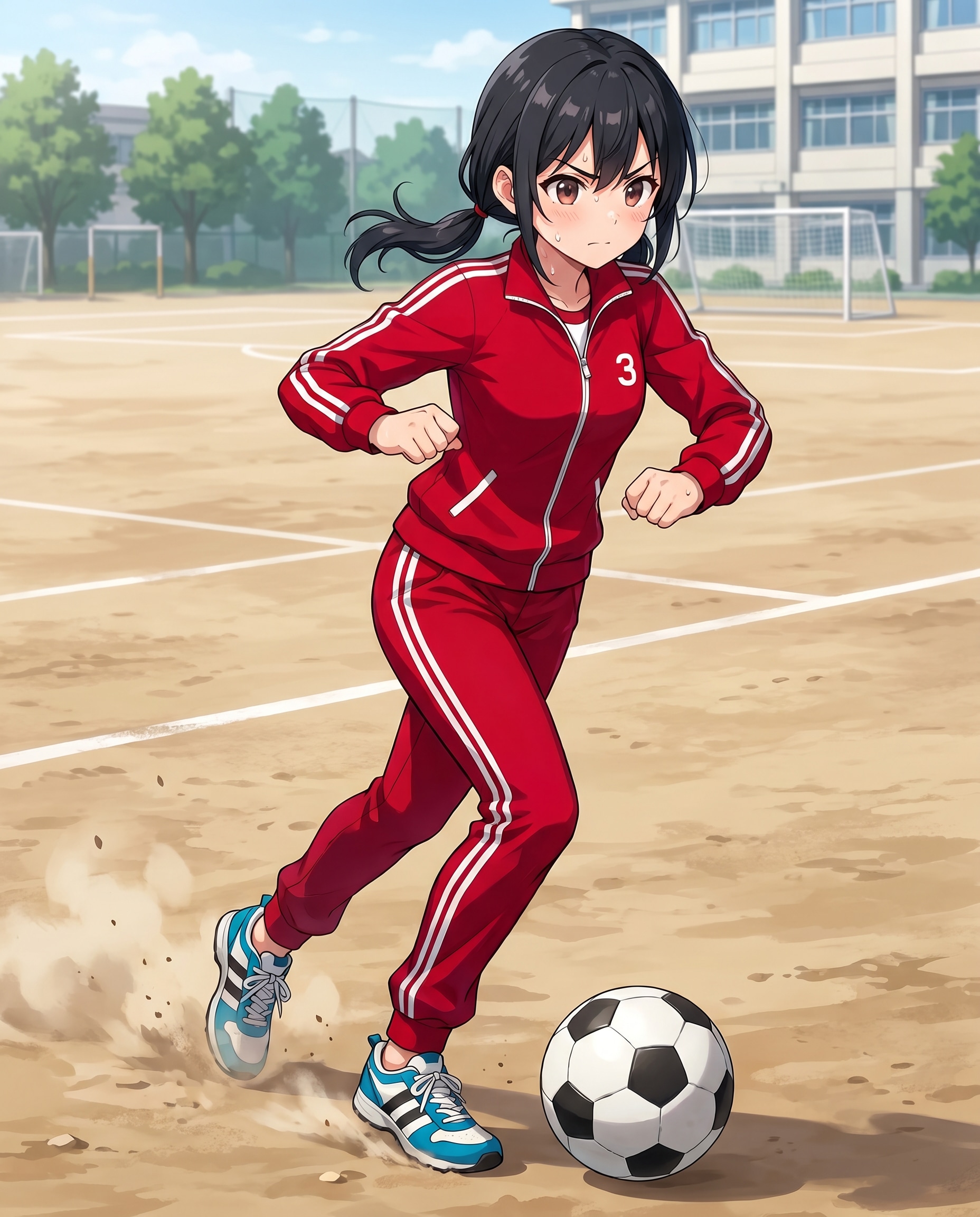 サッカーの練習をする楓ちゃん