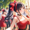 紅いドレスとポニーテール 3枚目
