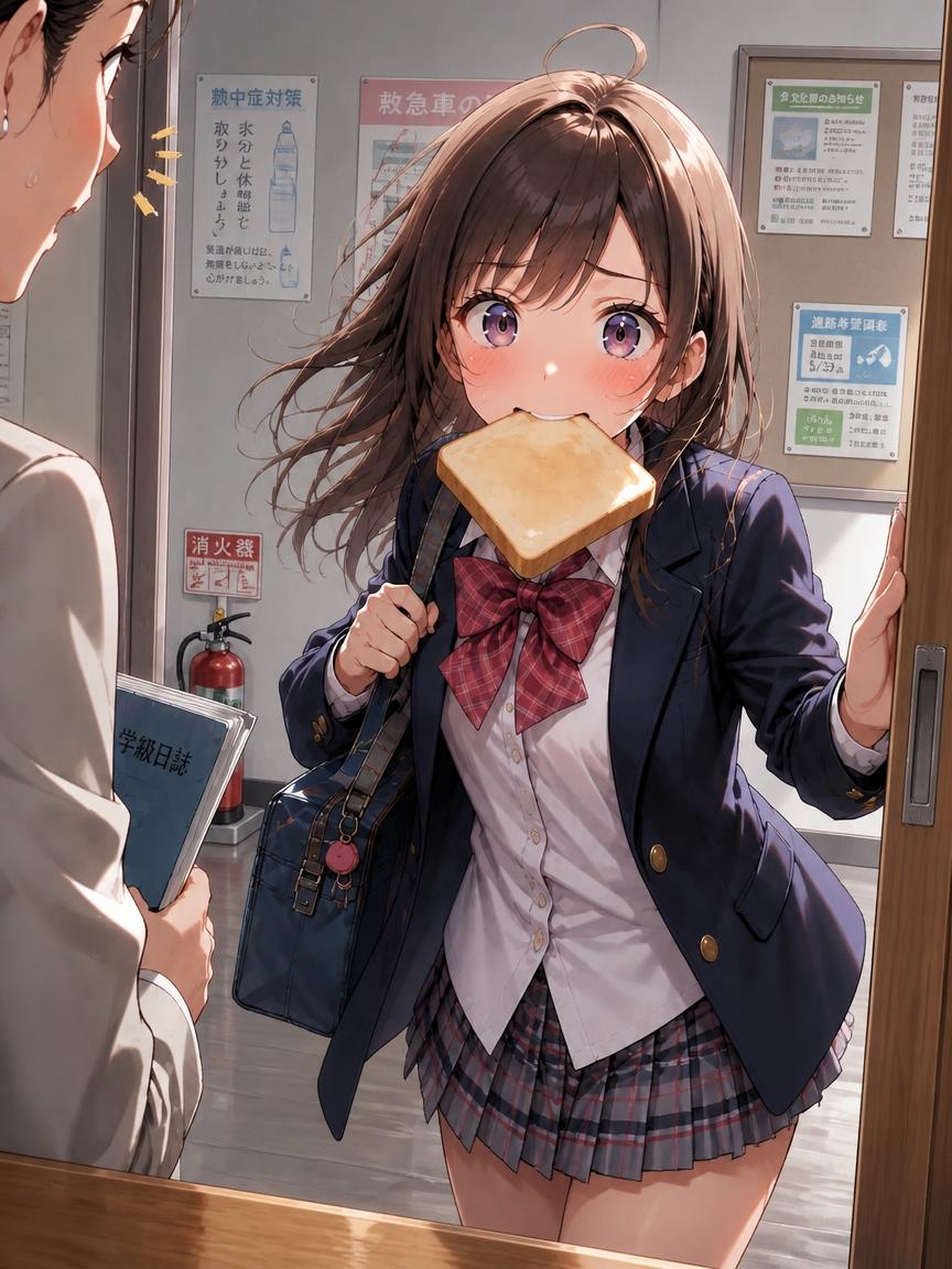 咥えたまま教室へ
