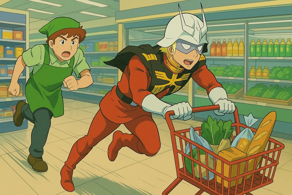 通常の３倍の速度で買い物をする客