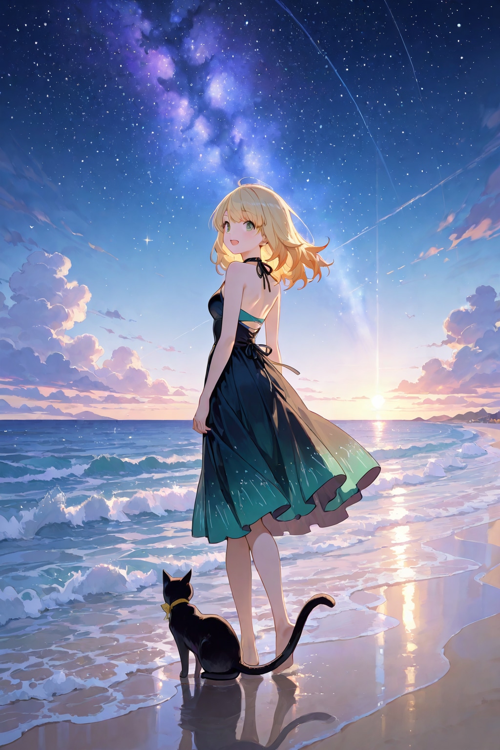 砂浜の魔女と星空