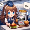 機内食を運ぶスチュワーデスの小さな女の子 2枚目