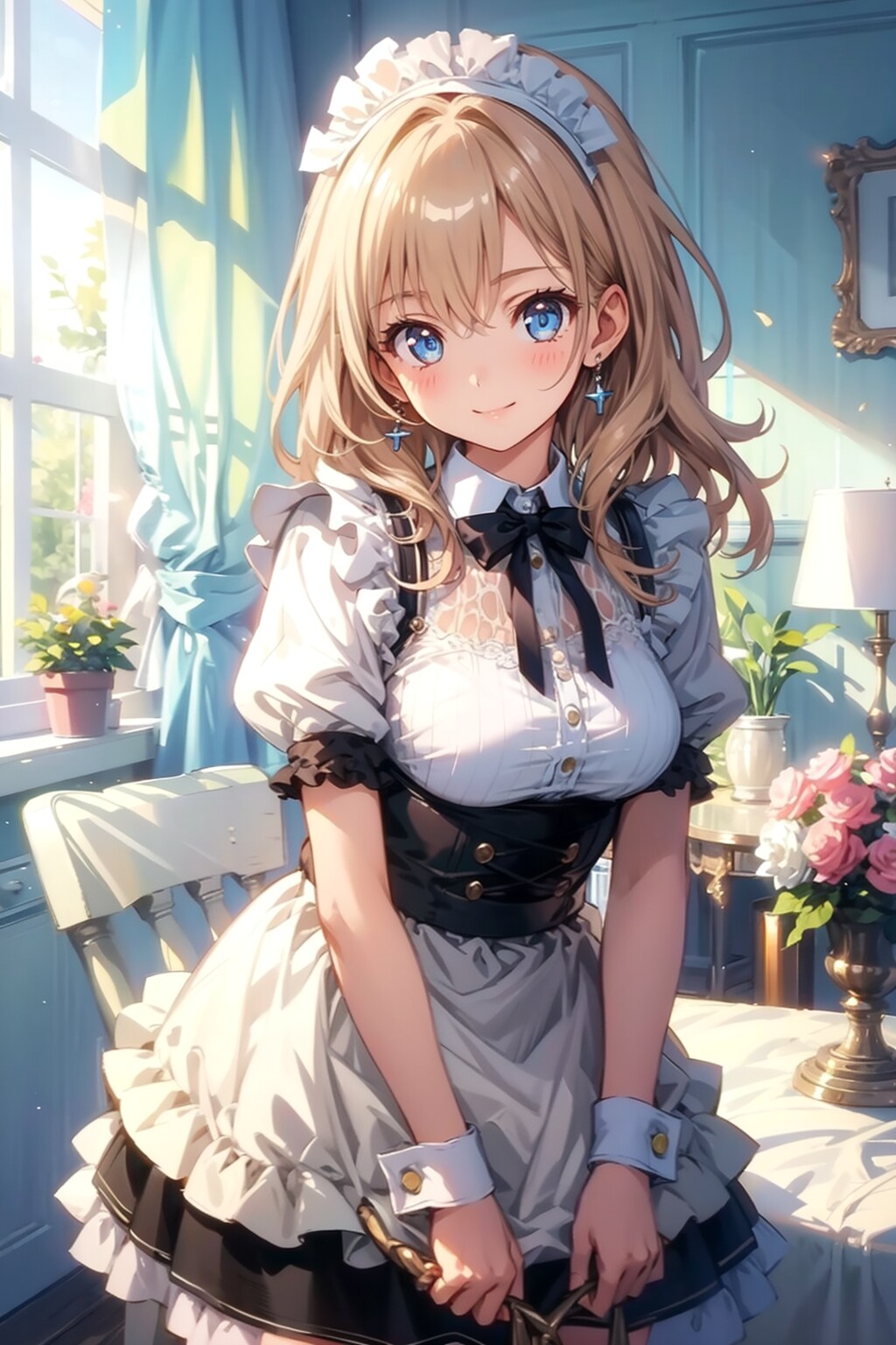 ロングヘアの美少女メイド
