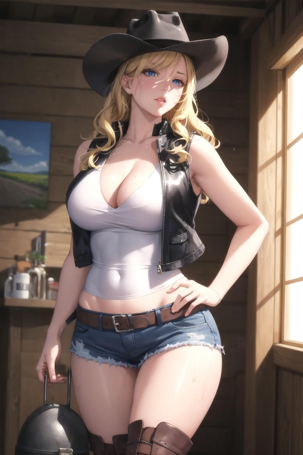金髪カウガールお姉さん