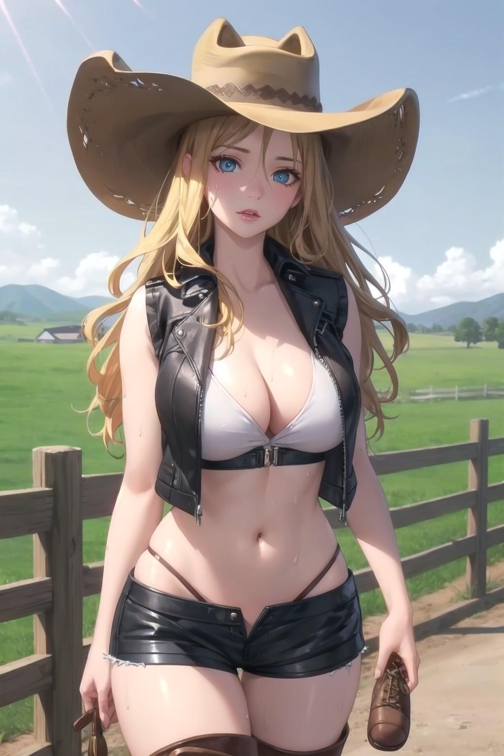 金髪カウガールお姉さん