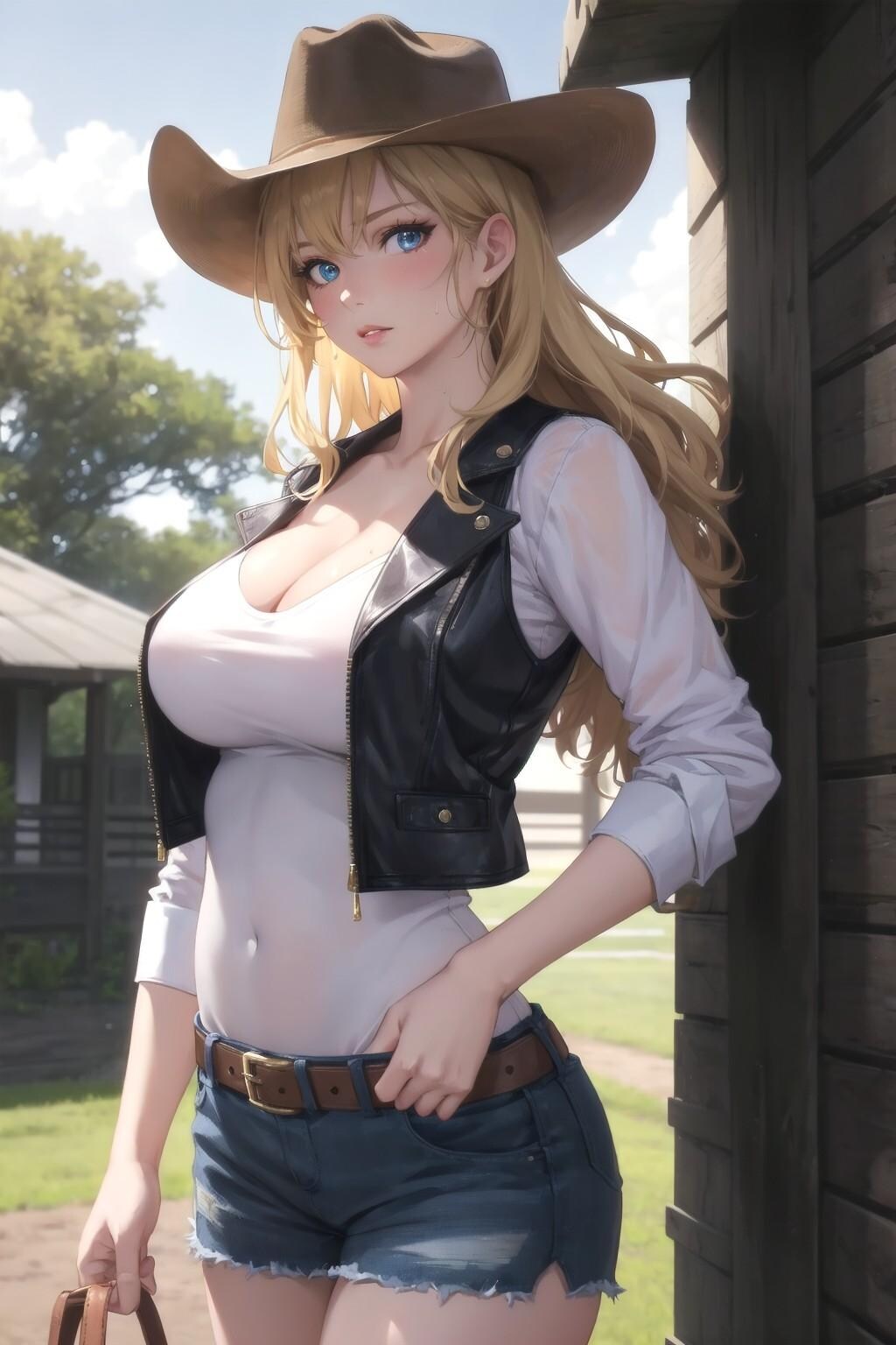 金髪カウガールお姉さん