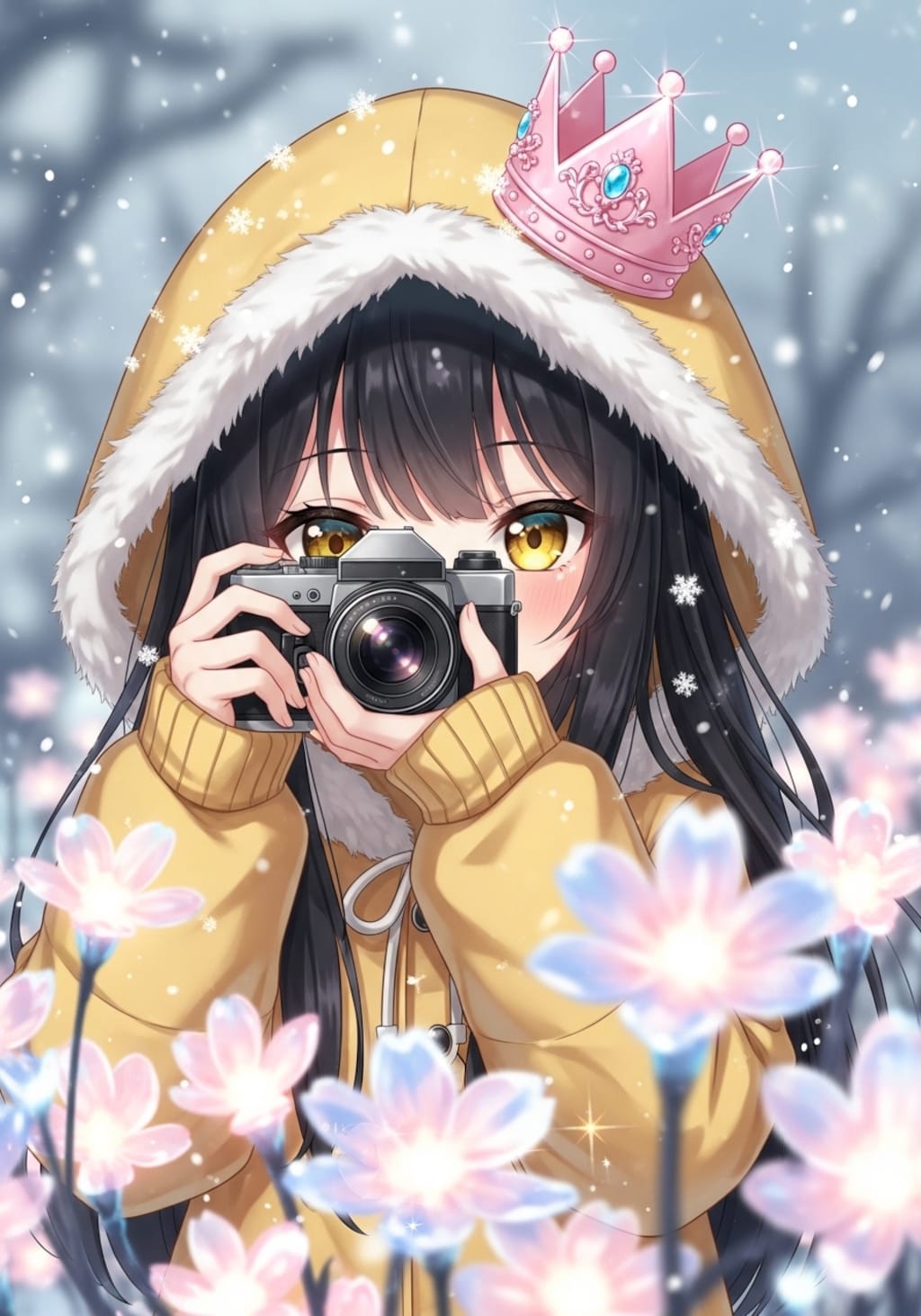 レンズ越しの氷のきらめき