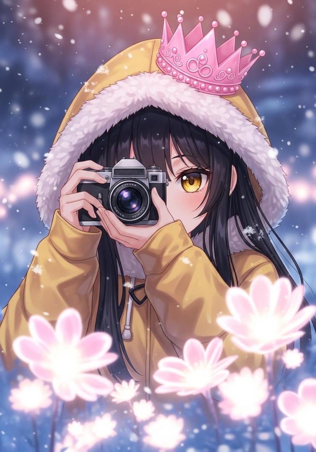 レンズ越しの氷のきらめき