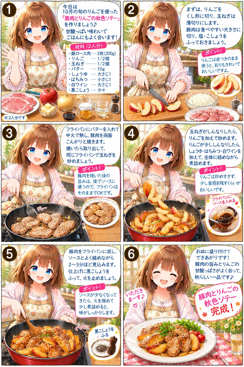 豚肉とりんごの秋色ソテー | の人気AIイラスト・グラビア