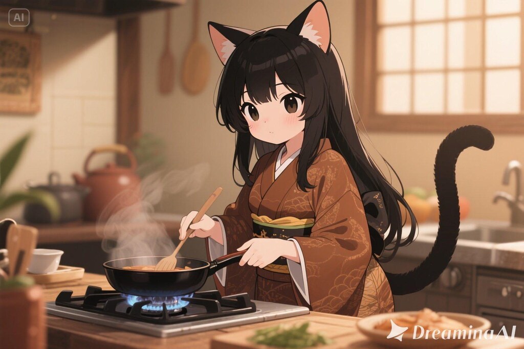 料理をするみことちゃん