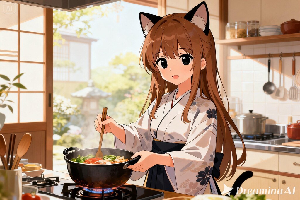料理をするみことちゃん