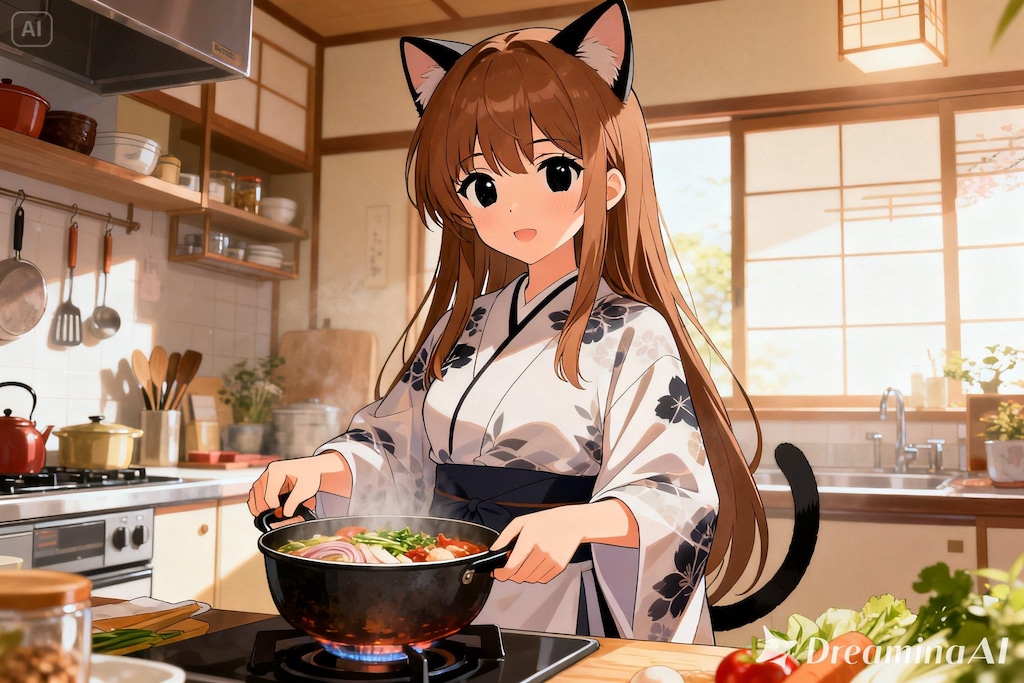 料理をするみことちゃん