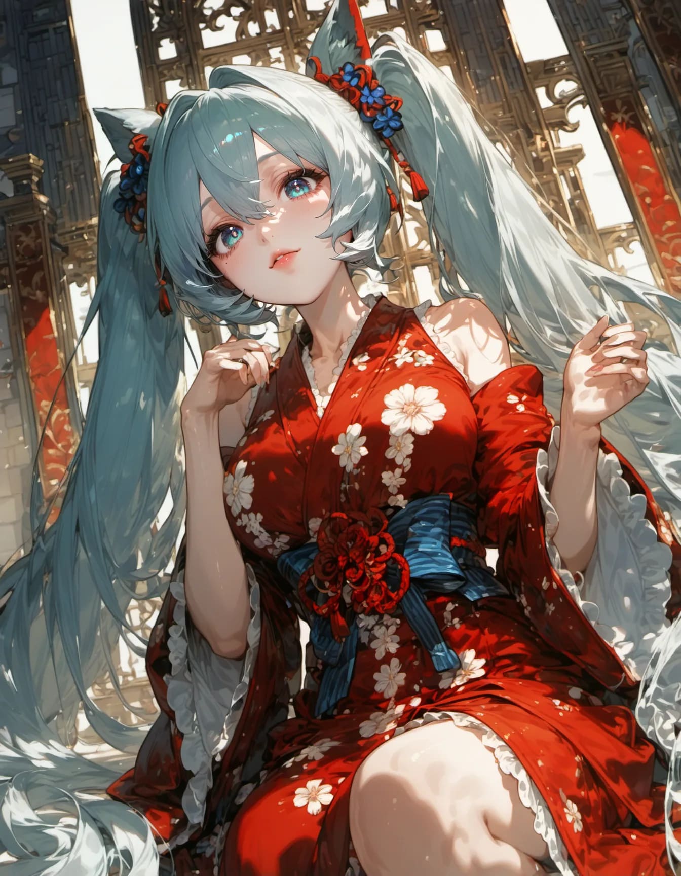 Crimson Silk in the Sanctuary | の人気AIイラスト・グラビア