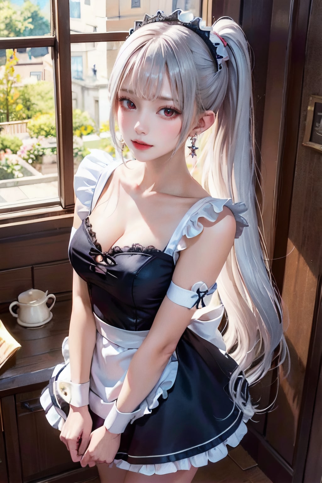 銀髪メイド