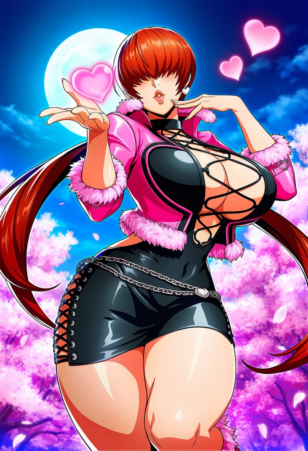 春の投げキッスボディコン？コスプレメカクレ人妻