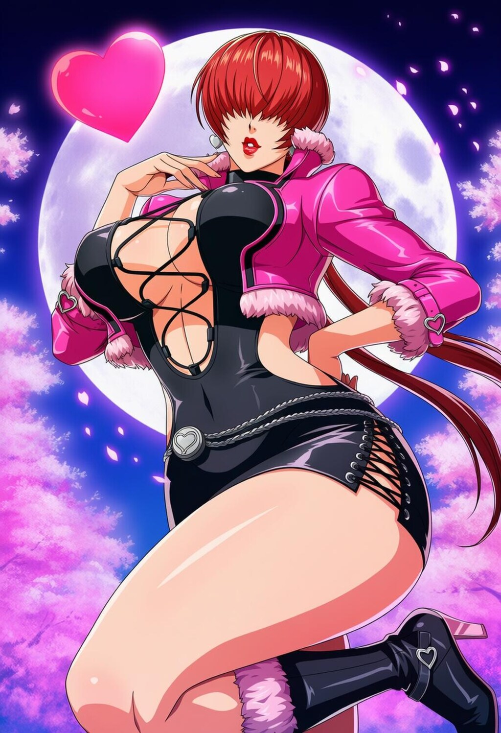 春の投げキッスボディコン？コスプレメカクレ人妻
