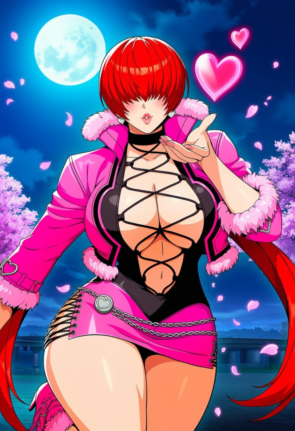 春の投げキッスボディコン？コスプレメカクレ人妻