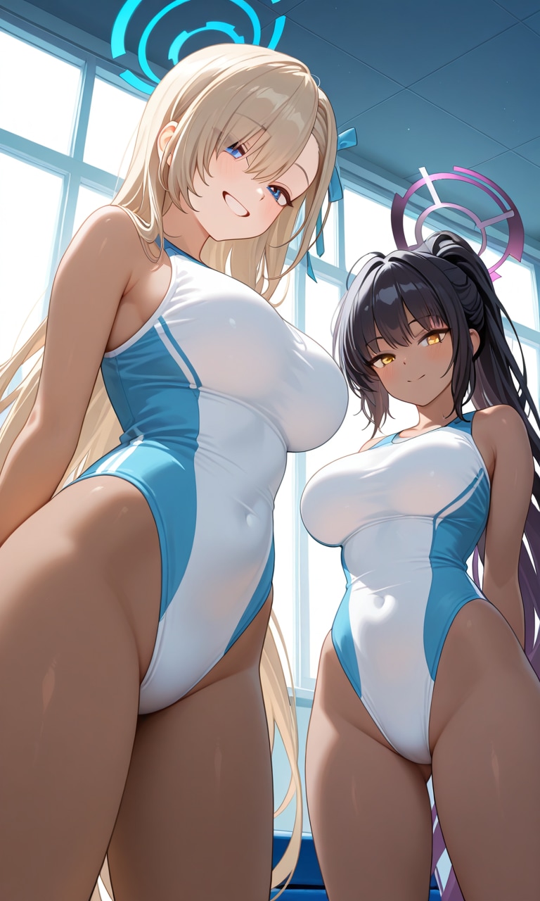 アスナとカリン　レオタード2