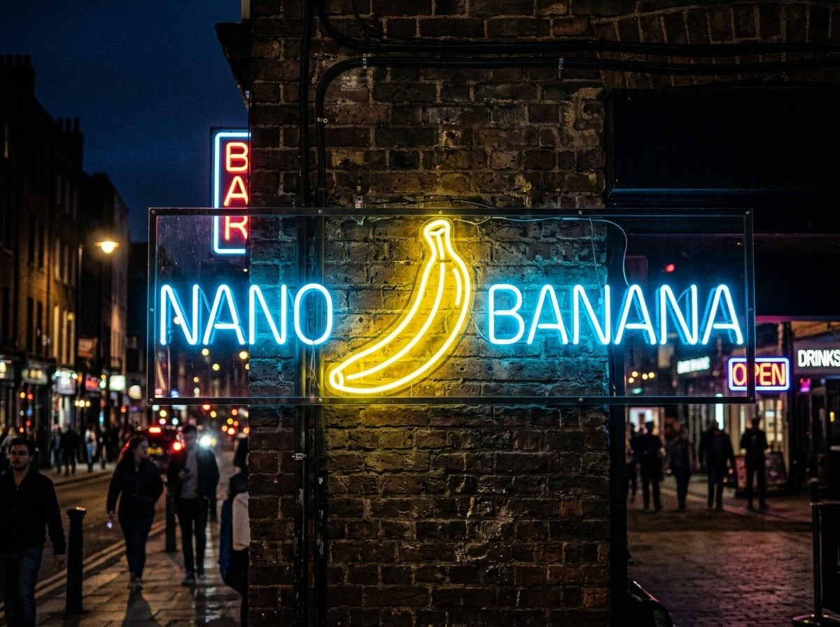 「Nano Banana」の文字のネオンサイン | の人気AIイラスト・グラビア