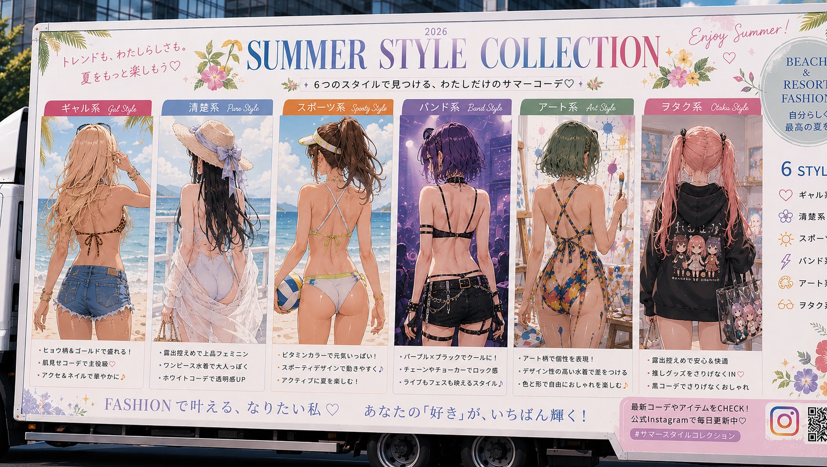 水着ファッション紹介(6タイプ)(後ろ姿Ver.)