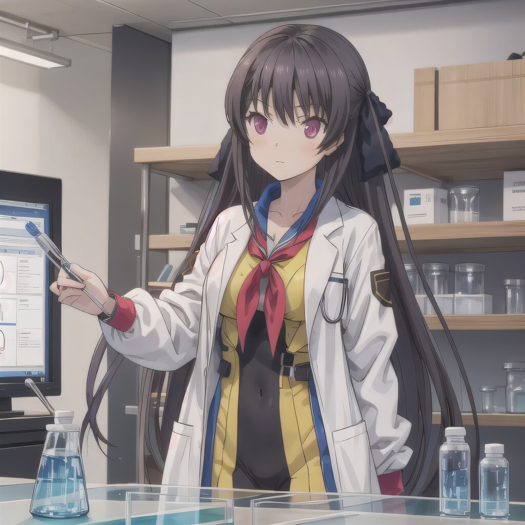 黒髪ロングで白衣の少女１６