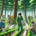 杉の木に除草剤を蒔く人 2枚目