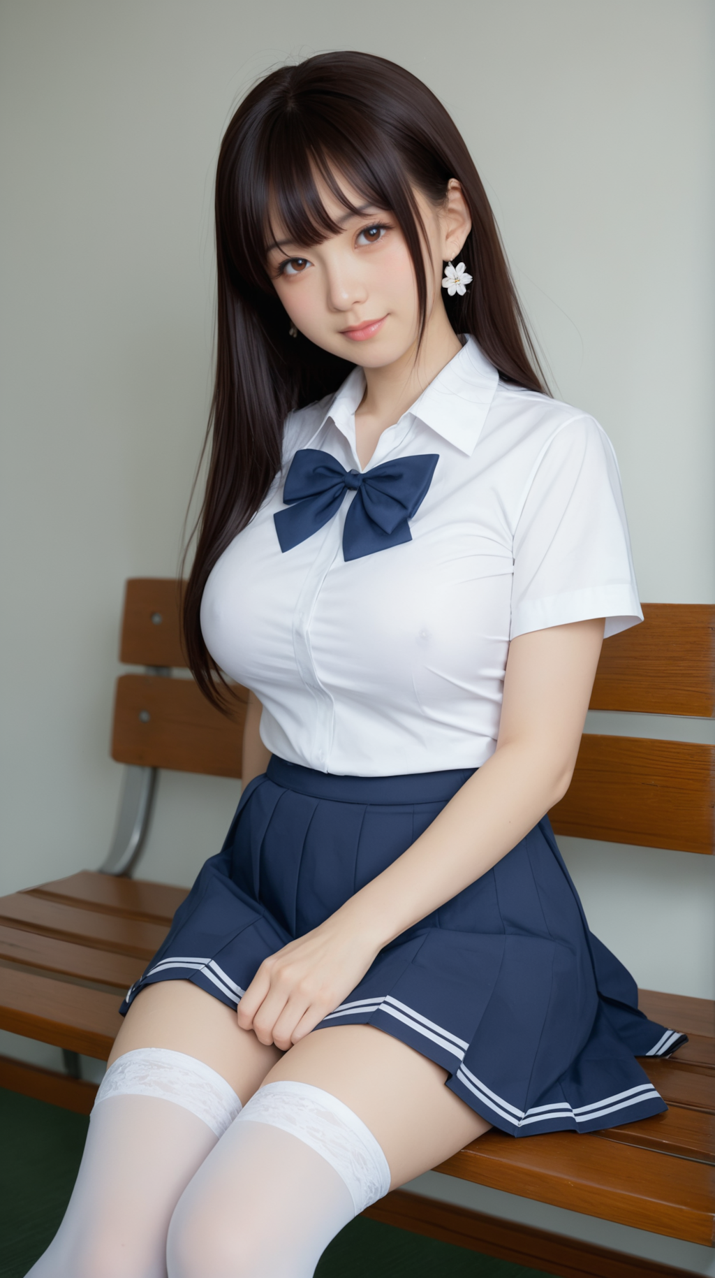 制服美顔胸脚