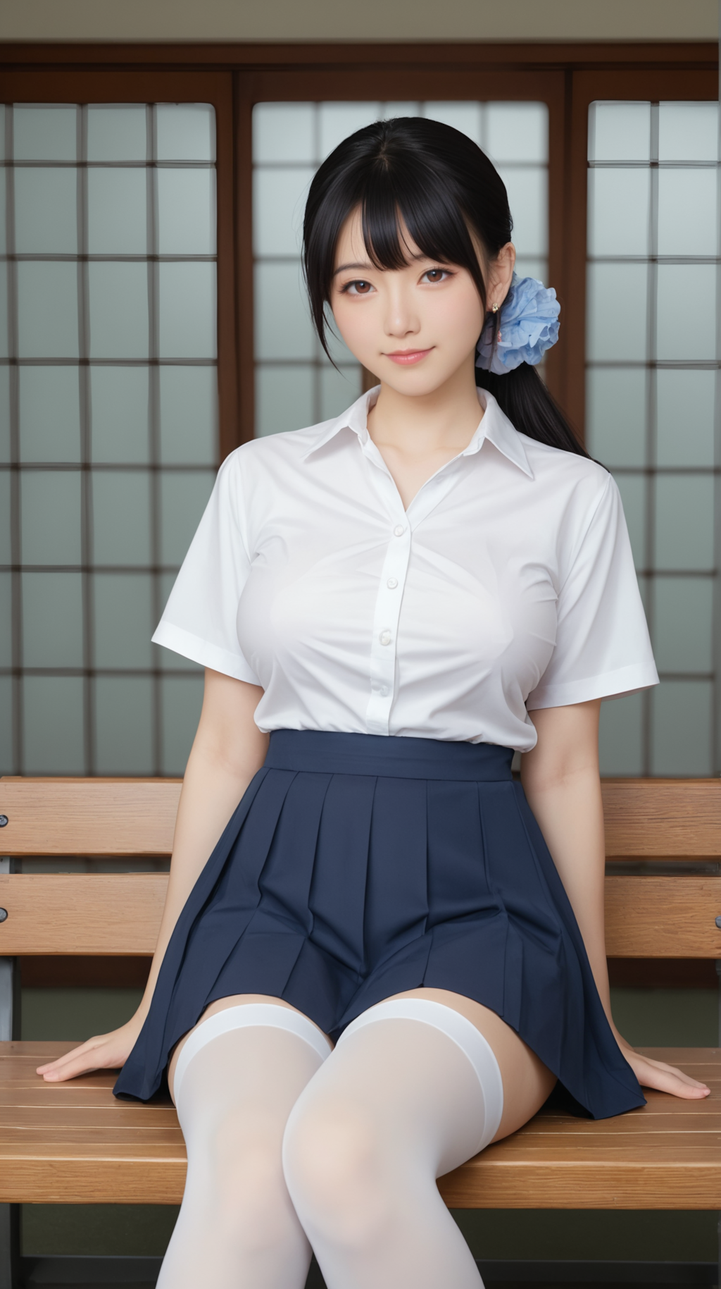 制服美顔胸脚