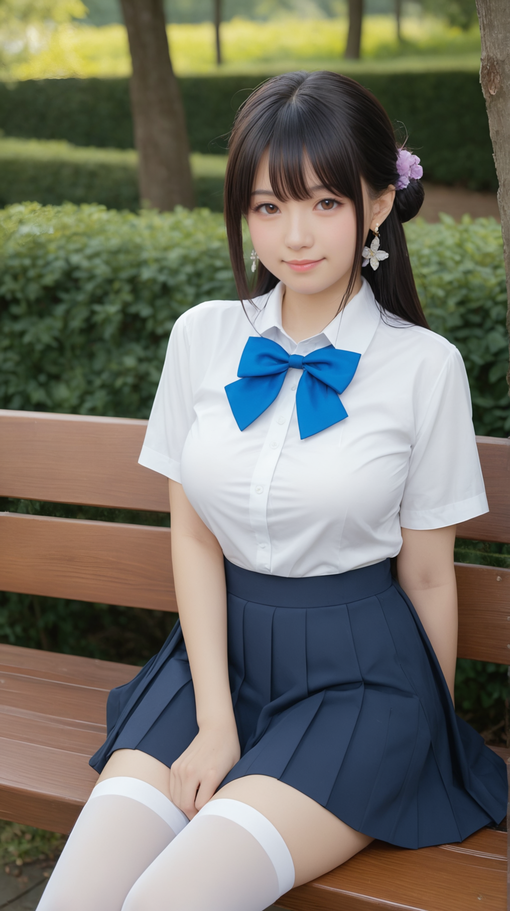制服美顔胸脚
