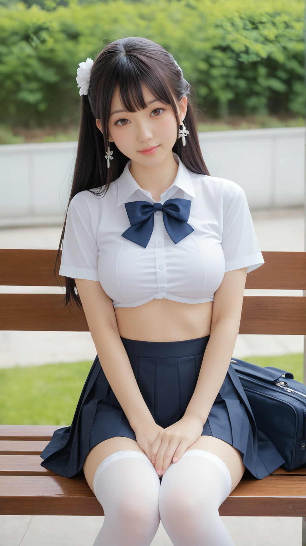 制服美顔胸脚