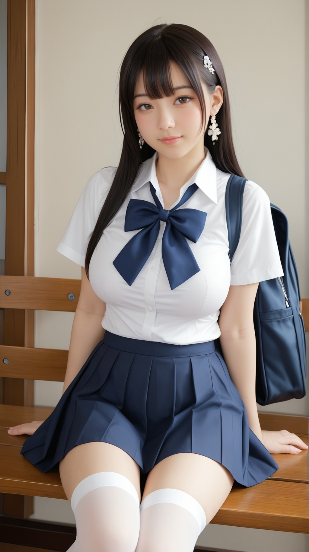 制服美顔胸脚