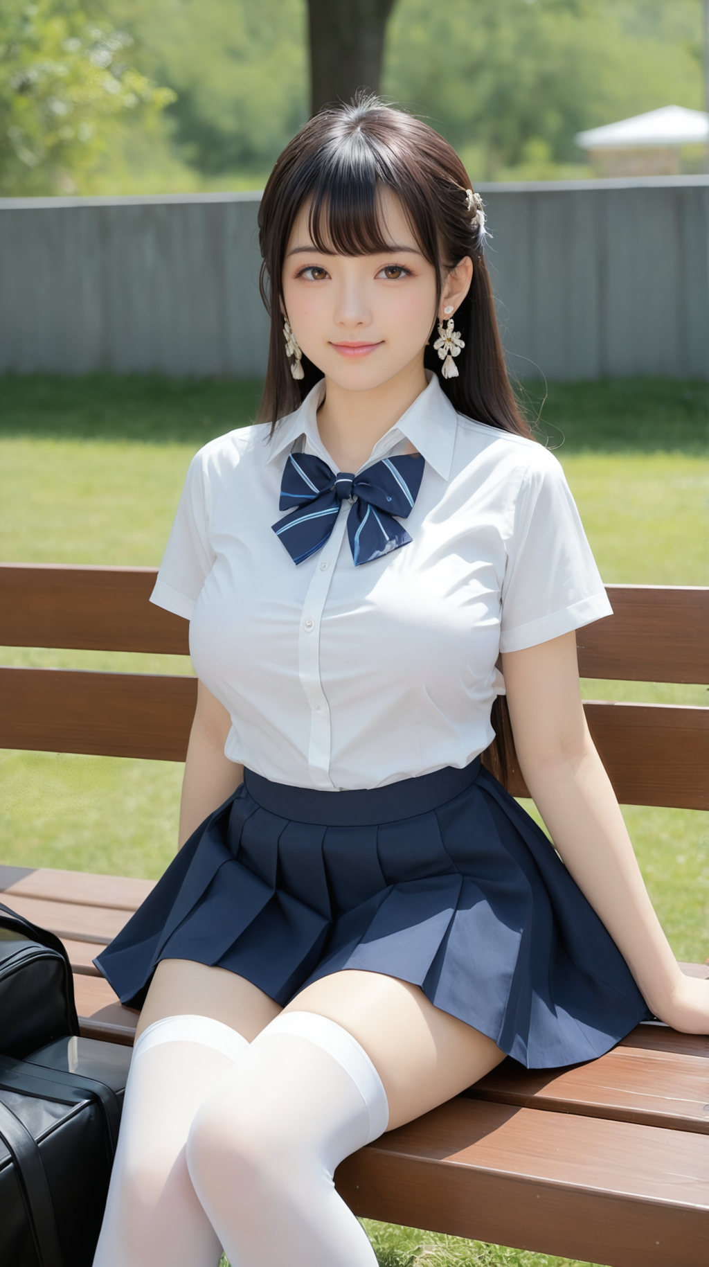 制服美顔胸脚