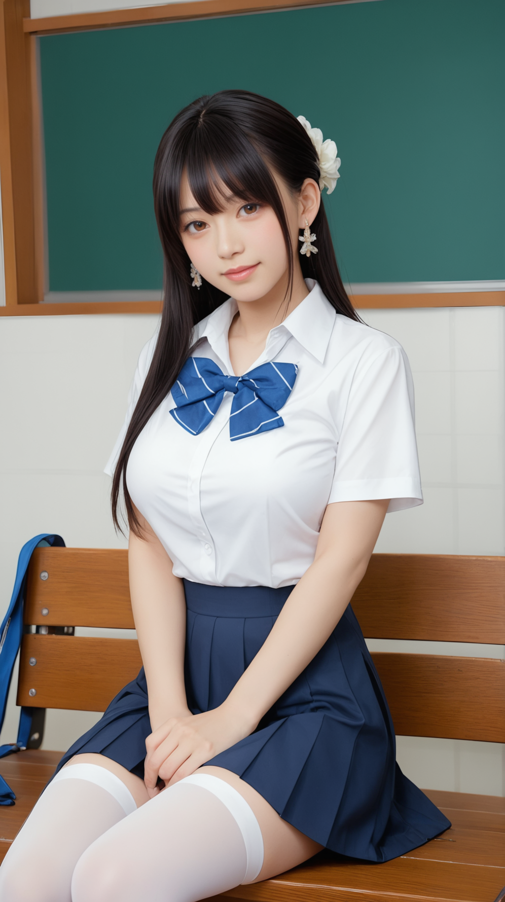 制服美顔胸脚