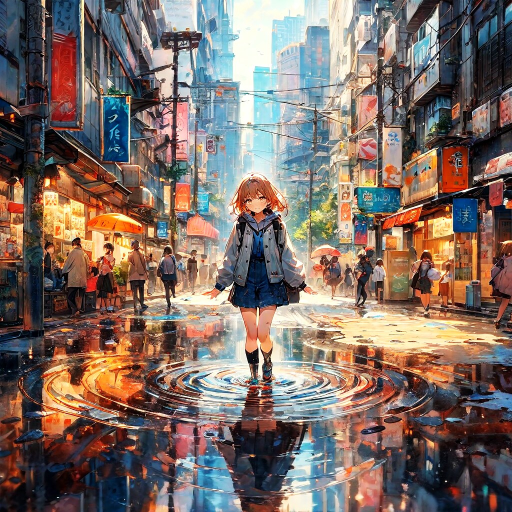 街と水たまり、少女255