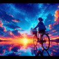 自転車と夕日 4枚目