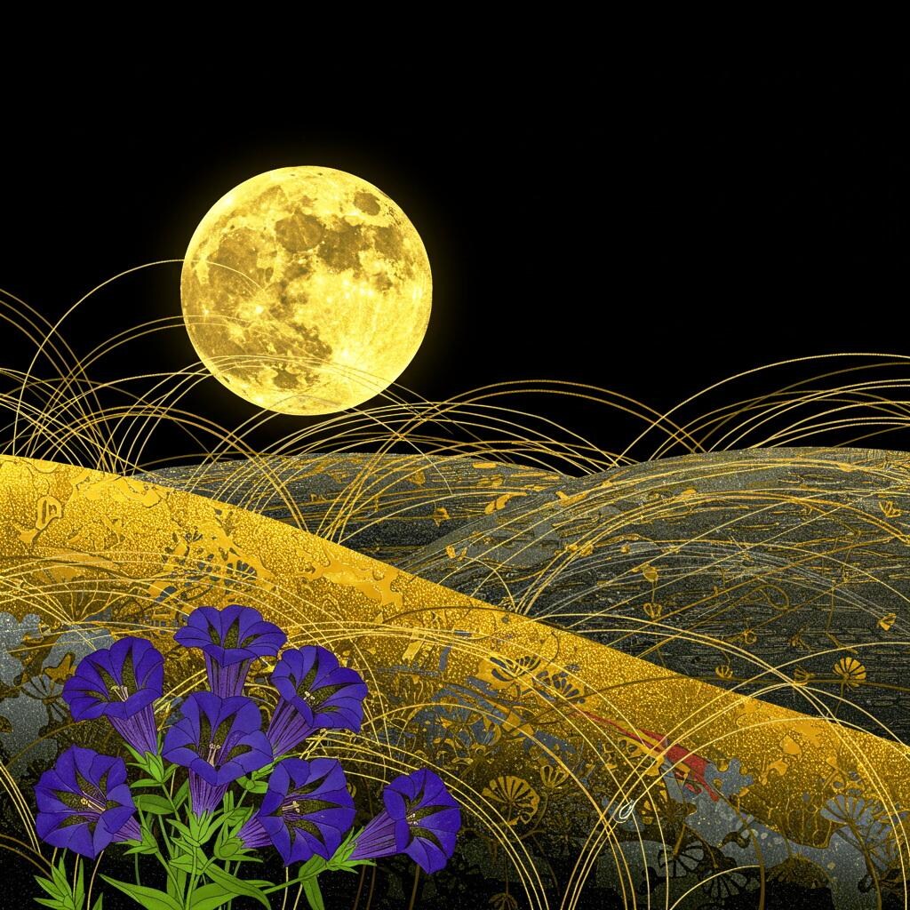 名月19･芒と竜胆