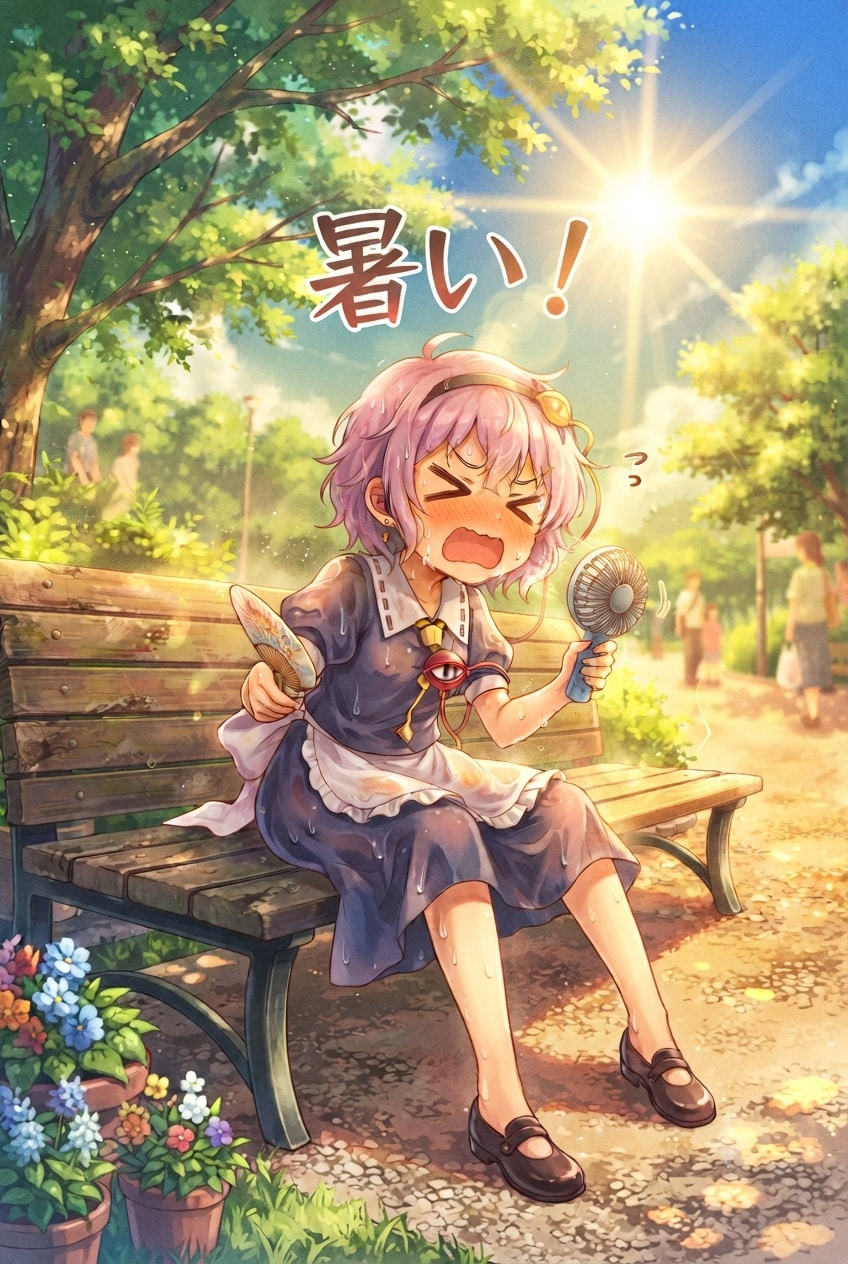 暑さを楽しむさとりちゃん