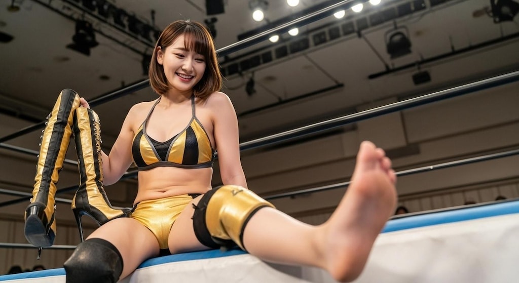アナウンス「続きましてラウンドガールのブーツを脱いだ素足に踏まれたい方はお並びください。」