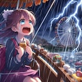 [2枚] 「知ってます？たいていの遊園地は悪天候だと観覧車は運休になるんですが、ここの遊園地は割引営業するんですよ。お得ですよ♪」 2枚目