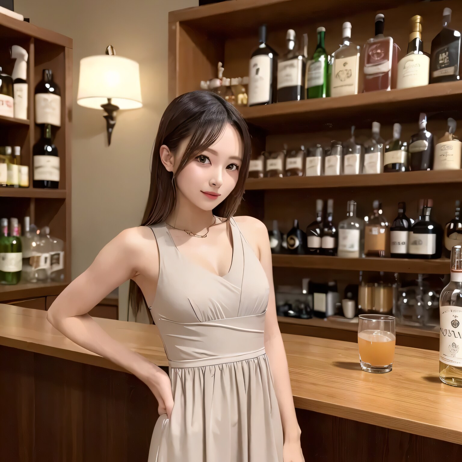 黒髪ロングで酒場の美女５４ | の人気AIイラスト・グラビア