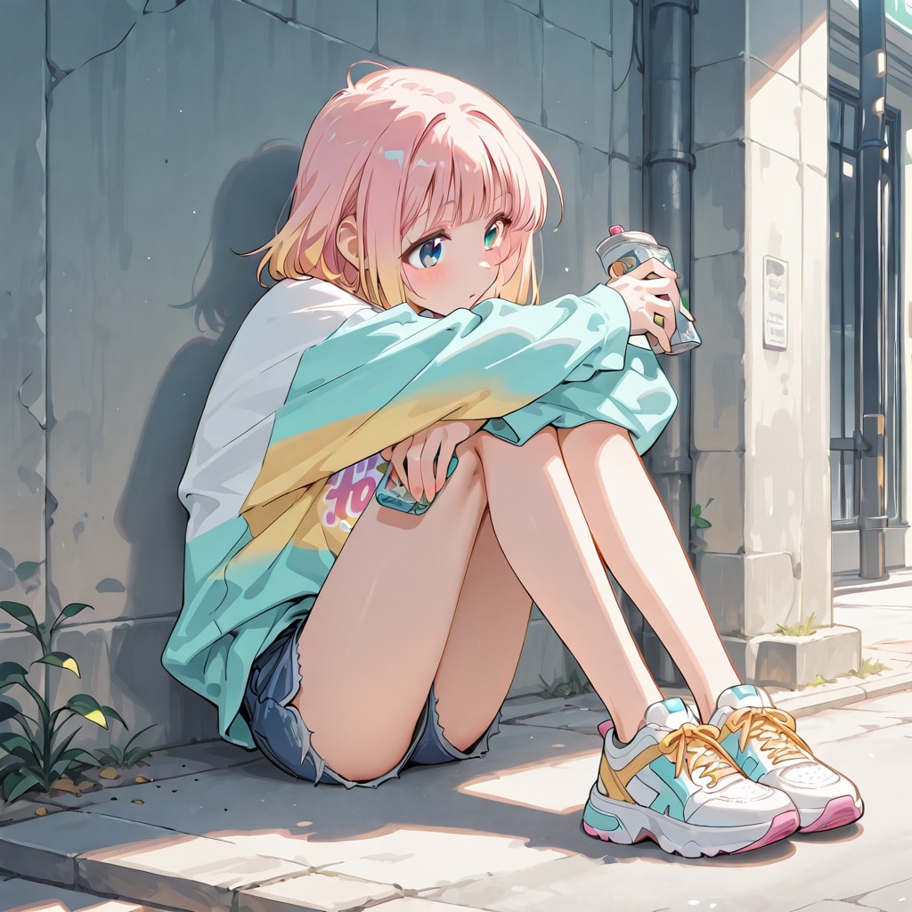 路地裏・パステル・ホットパンツ | の人気AIイラスト・グラビア