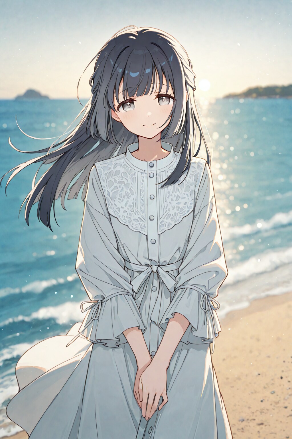 BONSAIで海岸で出会った清純な少女🌊❤️ | の人気AIイラスト・グラビア