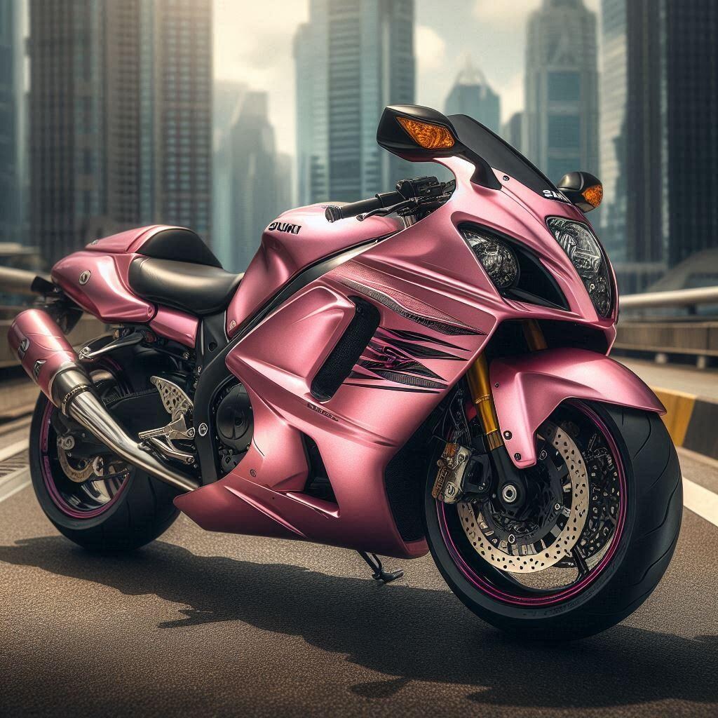 ピンクメタリックのスズキ隼