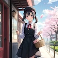 黒髪と桜 3枚目