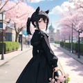 黒髪と桜 2枚目