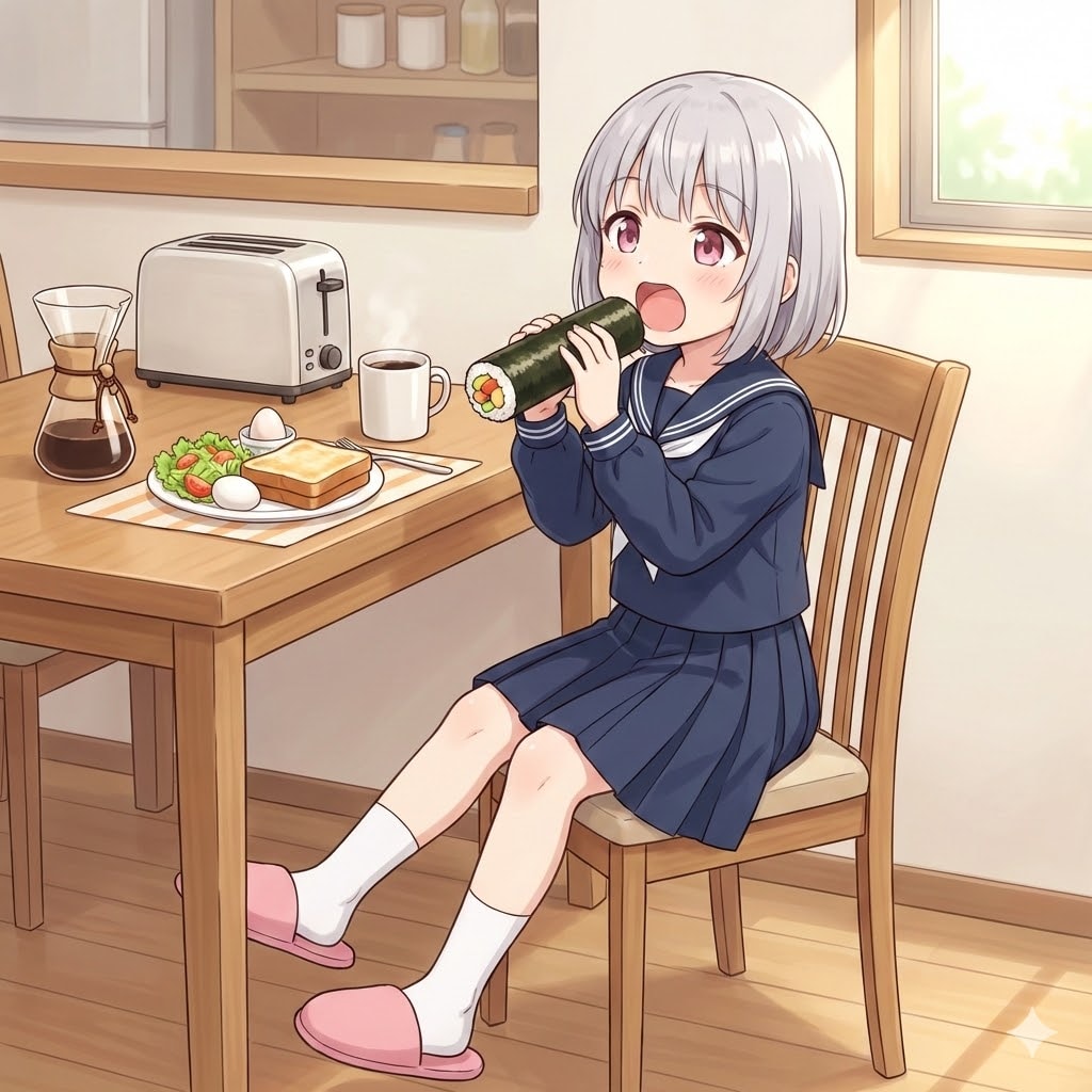 恵方巻を食べる女の子