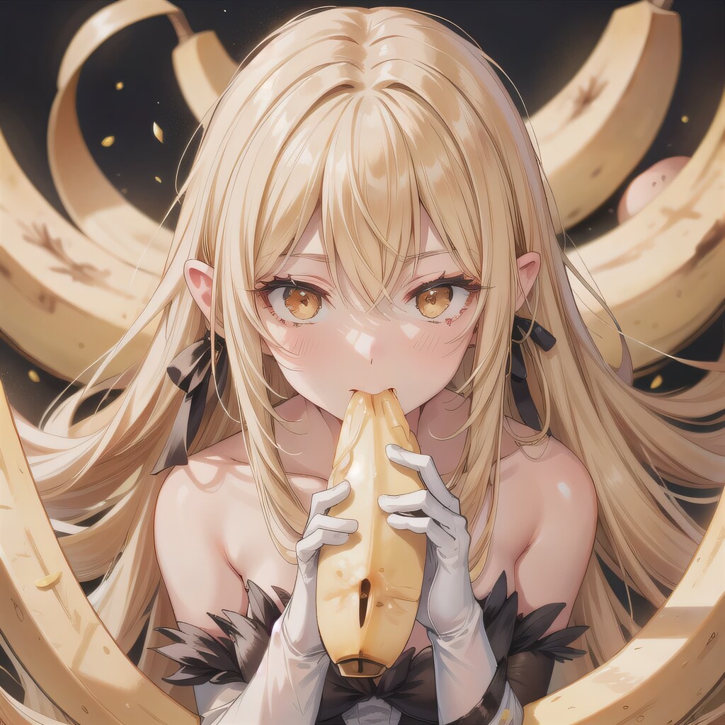 金髪ロングでバナナの少女