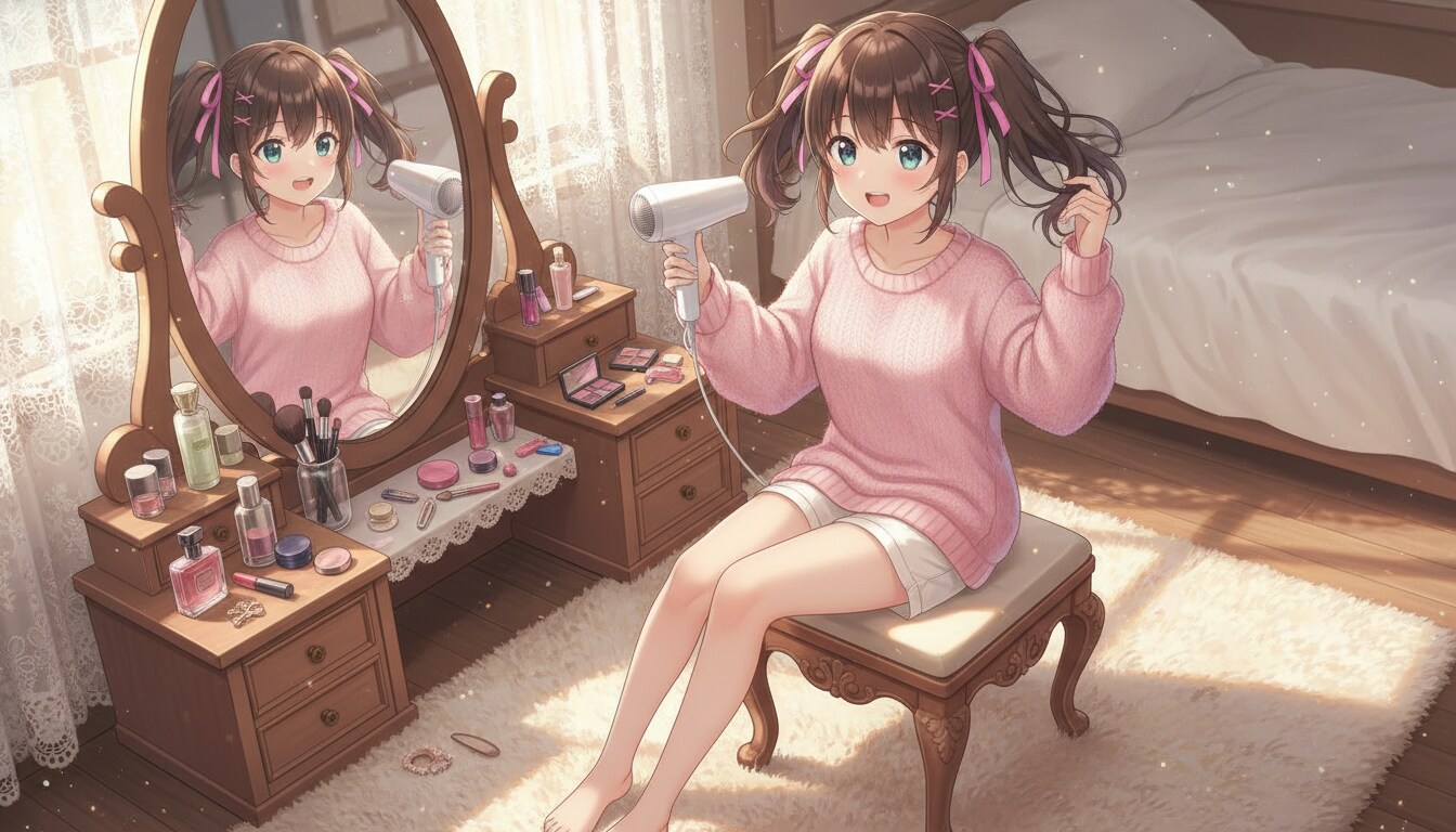 髪をヘアドライヤーで乾かす | の人気AIイラスト・グラビア