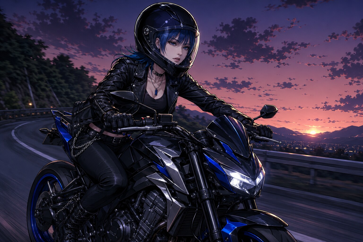 ○んだバイクで走り出す〜♪（あおい） | の人気AIイラスト・グラビア