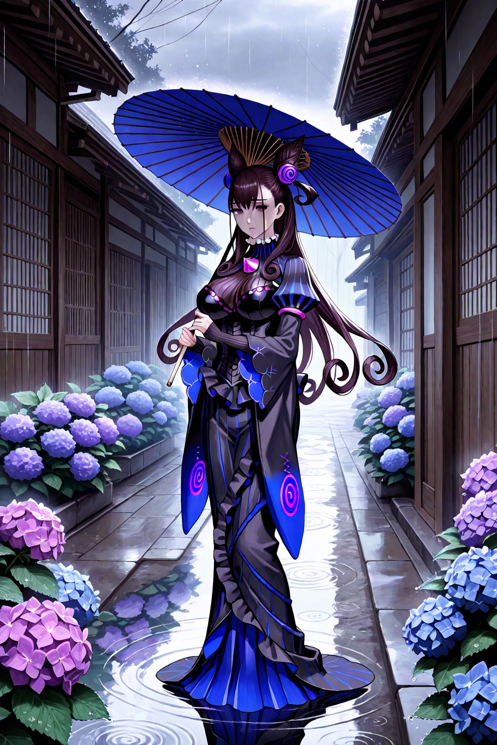 紫陽花と傘